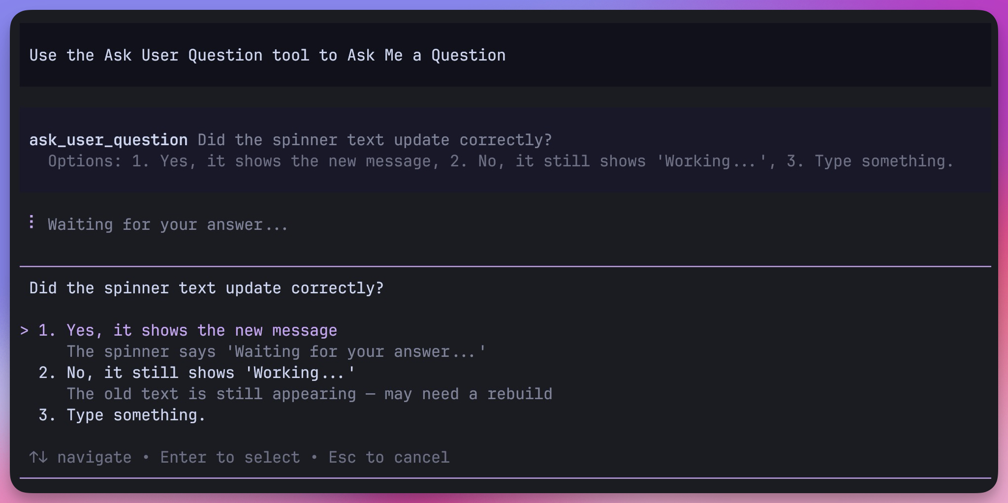 Option list with descriptions
