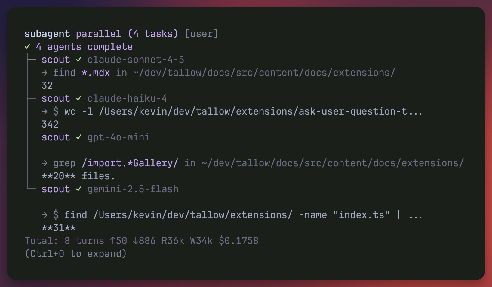 Parallel agents complete with results summary